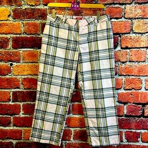 Dickies Size 7 15 Inch Waist Button Fly Back Pockets, Pink & Plaid In Color